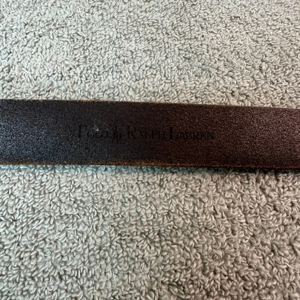 Polo Ralph Lauren Mens Dark Brown Genuine Leather Belt Brass Buckle 2110072-210